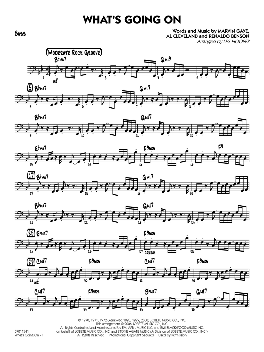 What's Going On (arr. Les Hooper) - Bass Jazz Ensemble scores gallery preview page 1