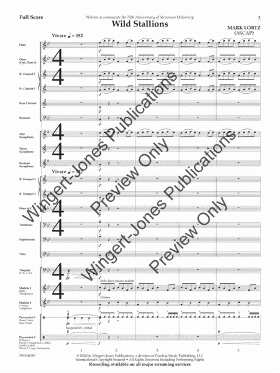 Wild Stallions (Score) Concert Band scores gallery preview page 4