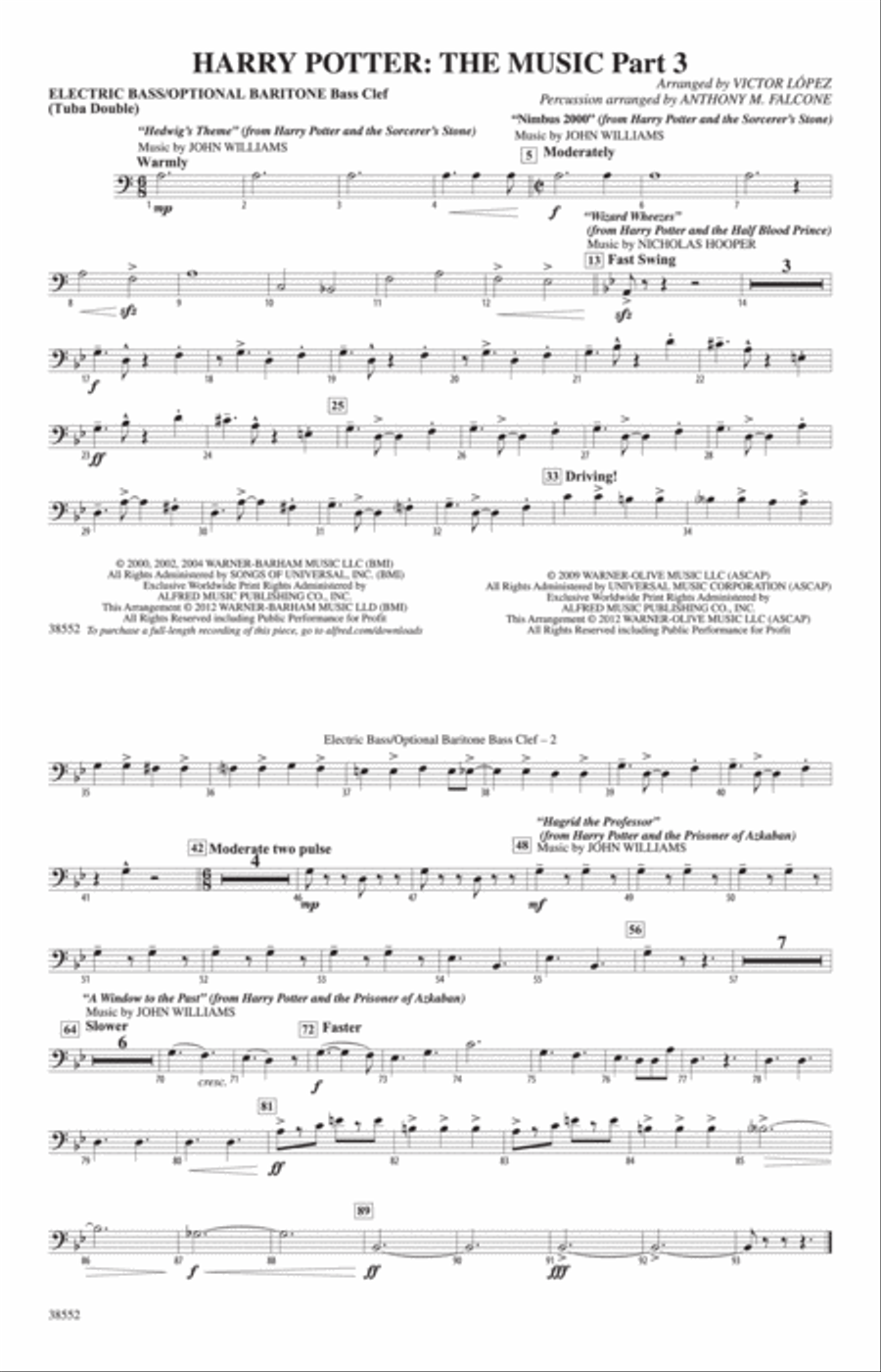 Harry Potter: The Music, Part 3: Electric Bass Marching Band scores gallery preview page 1