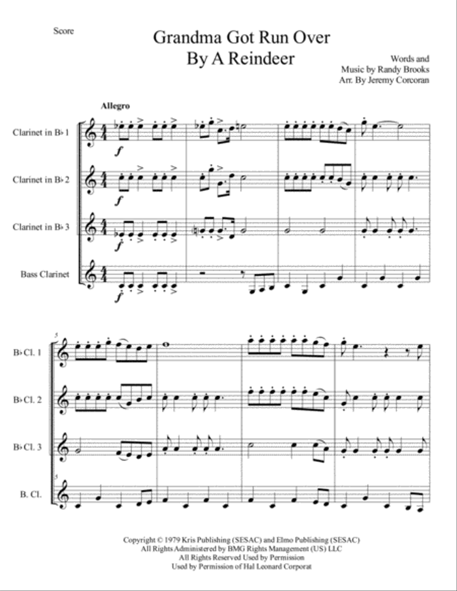 Grandma Got Run Over By A Reindeer Grandma Got Run Over By A Reindeer Woodwind Quartet scores gallery preview page 2
