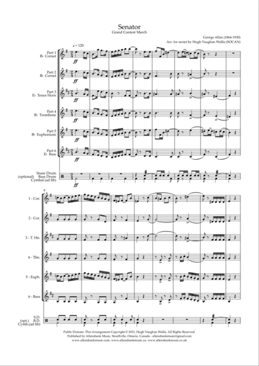 Senator - Grand Contest March by George Allan - arranged for brass sextet Brass Ensemble scores gallery preview page 2