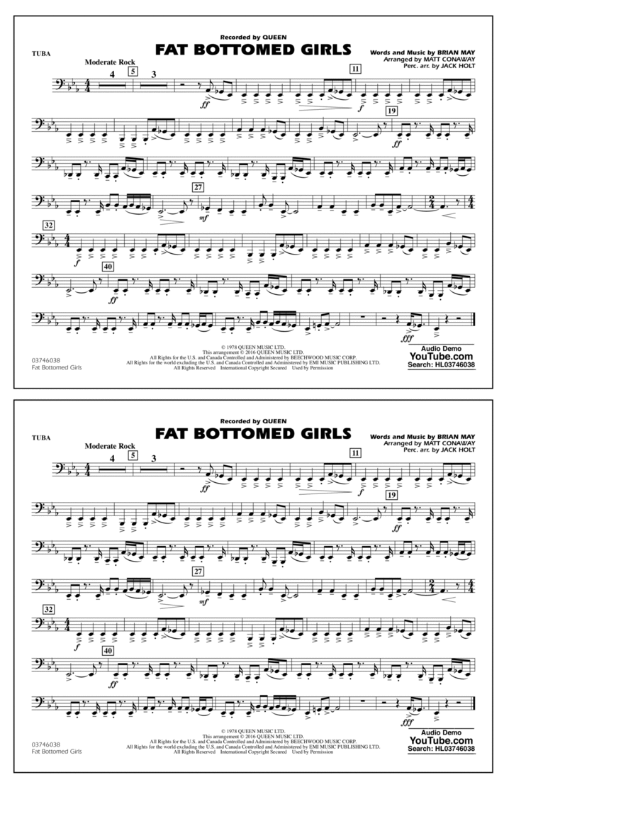 Fat Bottomed Girls - Tuba Tuba scores gallery preview page 1