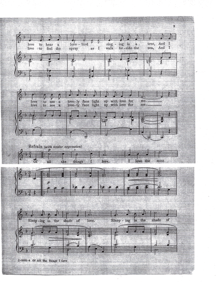 Of All The Things I Love Piano, Vocal scores gallery preview page 2