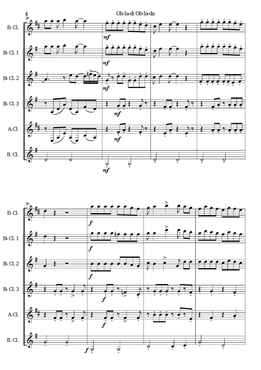 Ob-La-Di, Ob-La-Da Ob-La-Di, Ob-La-Da Woodwind Ensemble scores gallery preview page 4
