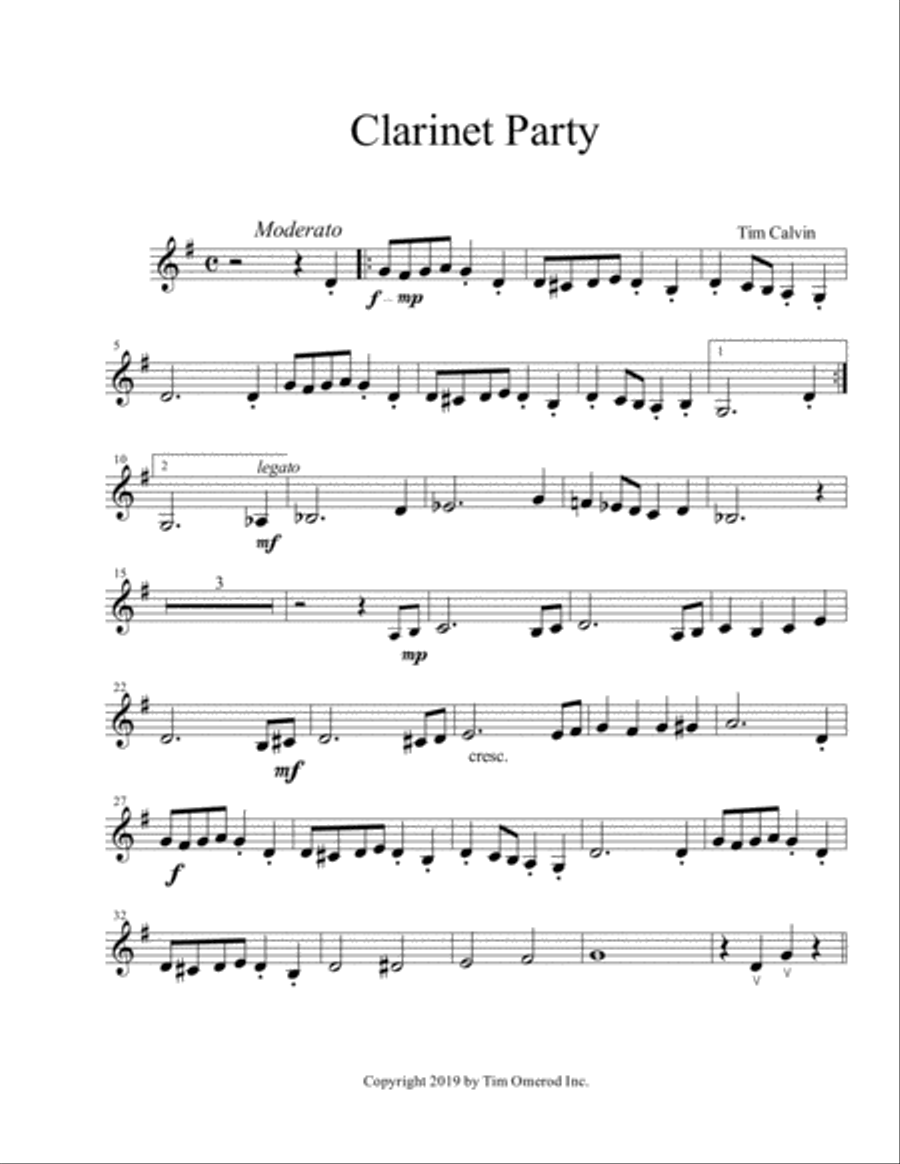 Clarinet Party Clarinet Solo scores gallery preview page 1