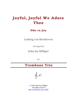 Book cover for Joyful, Joyful We Adore Thee for Trombone Trio