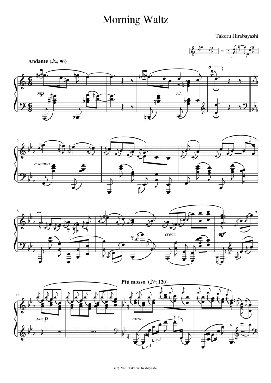 Morning Waltz Morning Waltz Piano Solo scores gallery preview page 1