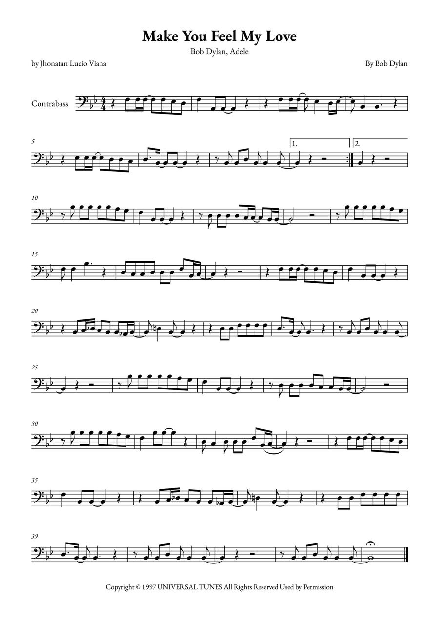 Make You Feel My Love Double Bass scores gallery preview page 1