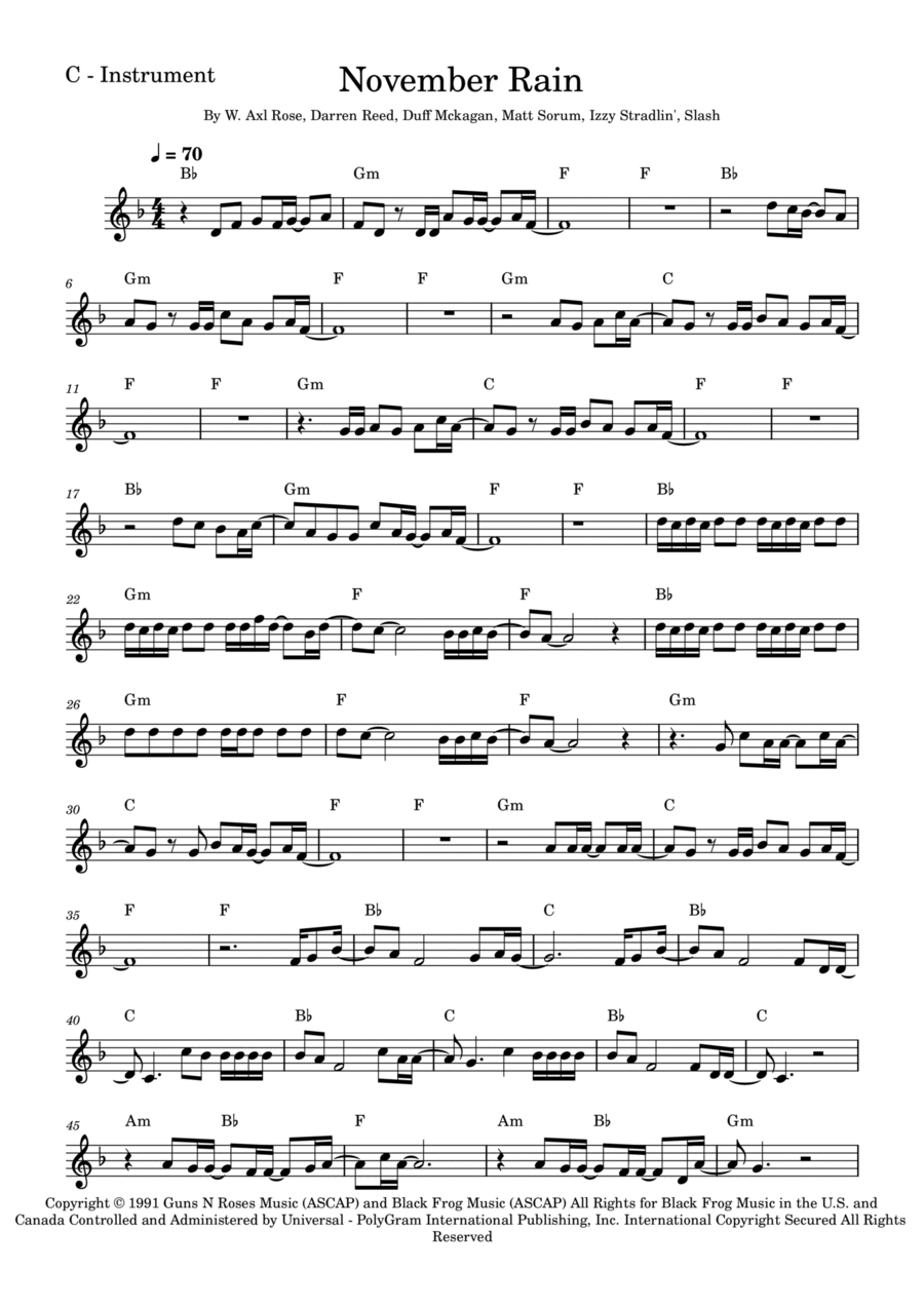 November Rain Flute Solo scores gallery preview page 1