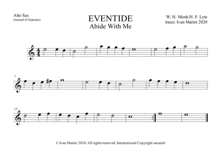 EVENTIDE (ABIDE WITH ME) - for Saxophone Quartet image number null