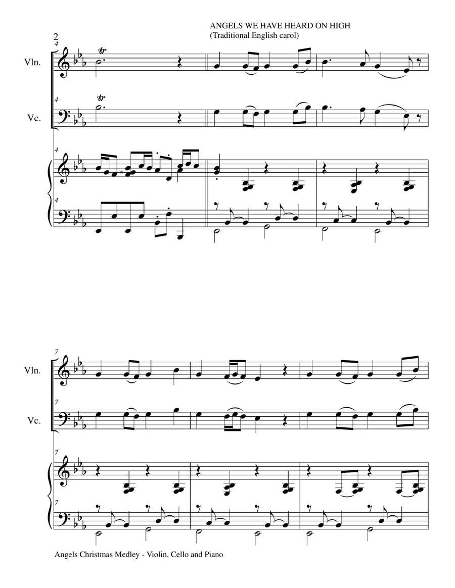 ANGELS CHRISTMAS MEDLEY (Piano Trio for Violin, Cello and Piano) Piano Trio scores gallery preview page 3
