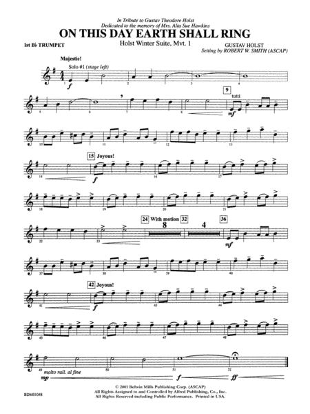 On This Day Earth Shall Ring (Holst Winter Suite, Mvt. I): 1st B-flat Trumpet