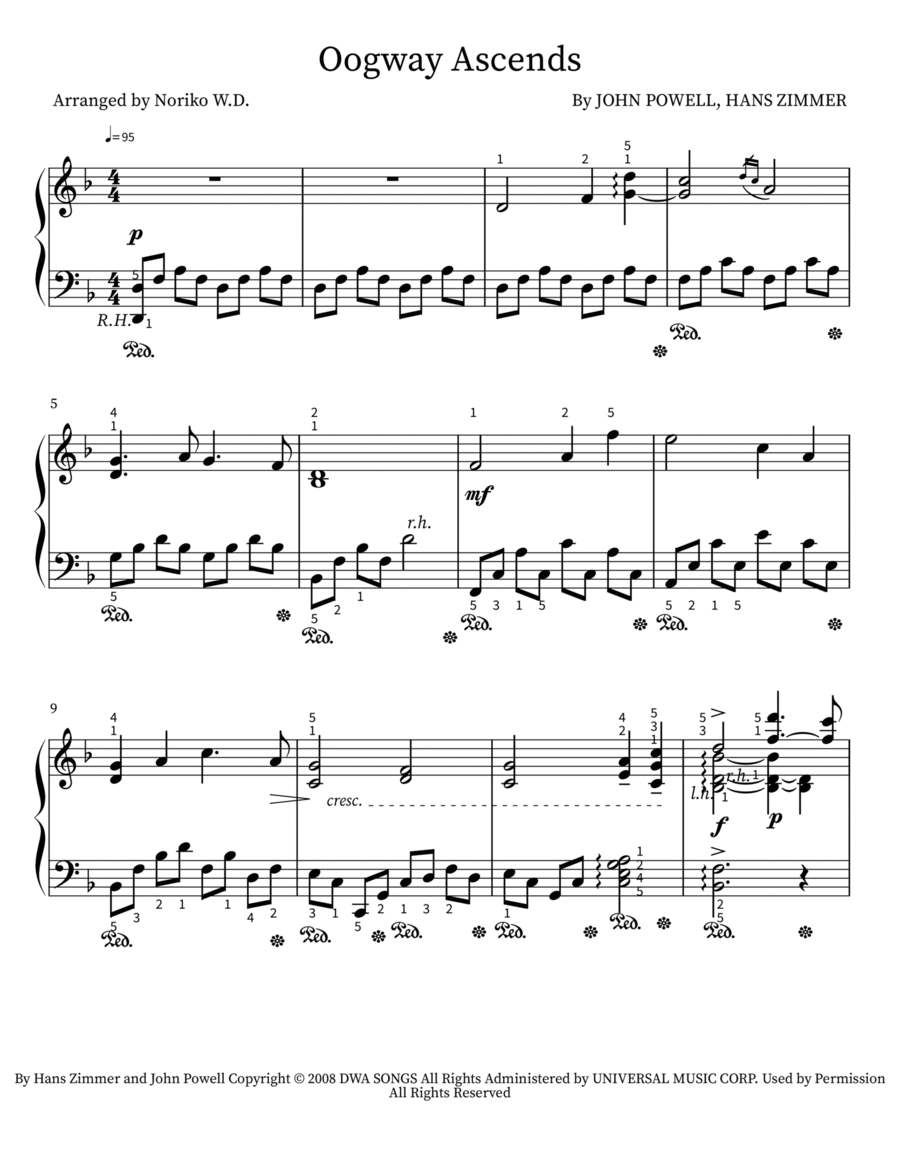 Oogway Ascends Oogway Ascends Piano Solo scores gallery preview page 1