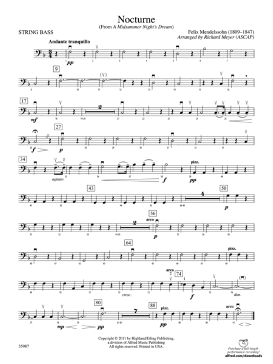 Nocturne (from A Midsummer Night's Dream): String Bass Full Orchestra scores gallery preview page 1