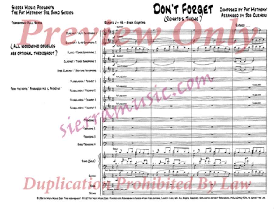 Don't Forget (Renato's Theme) Jazz Ensemble scores gallery preview page 2