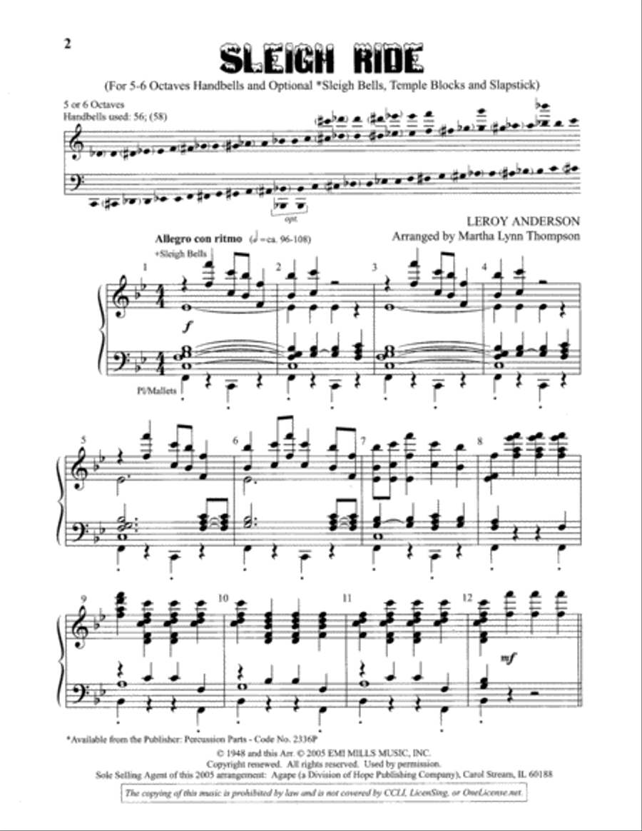 Sleigh Ride Sleigh Ride Handbell Choir scores gallery preview page 2