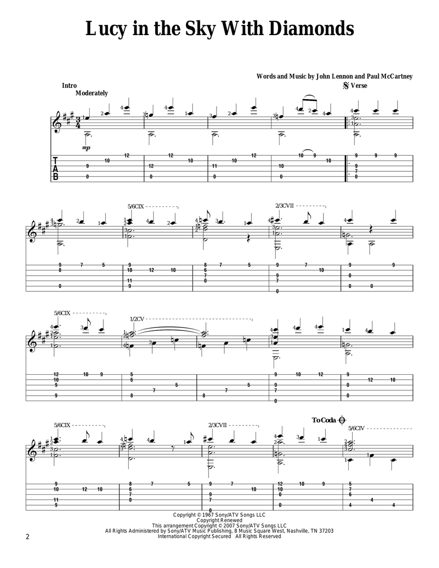 Lucy In The Sky With Diamonds Acoustic Guitar scores gallery preview page 1