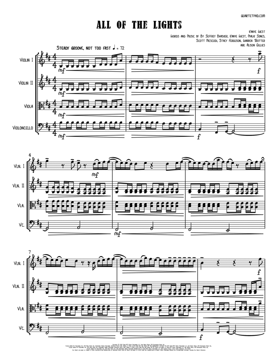 All Of The Lights String Trio scores gallery preview page 1