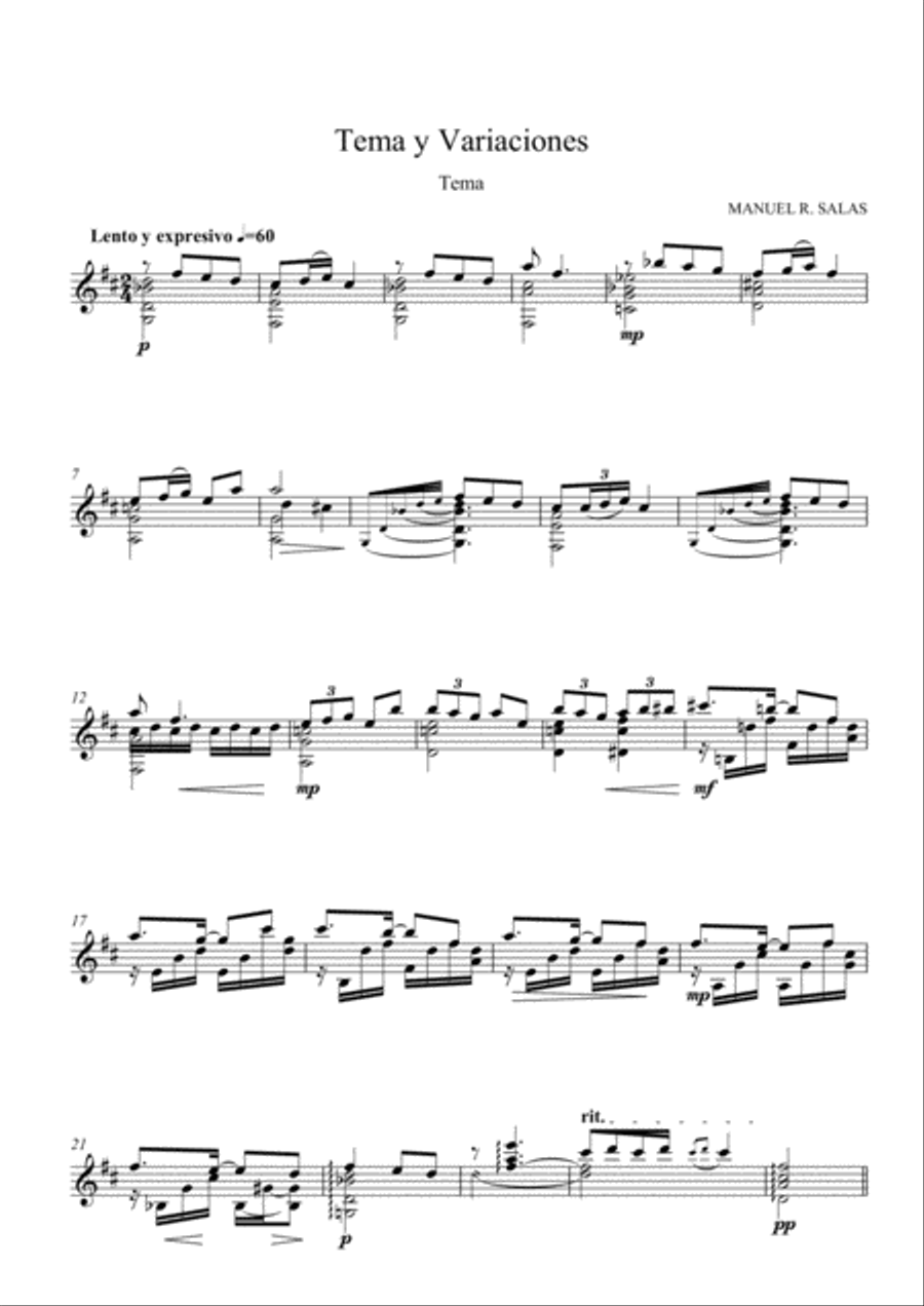 Tema con variaciones Tema con variaciones Classical Guitar scores gallery preview page 2