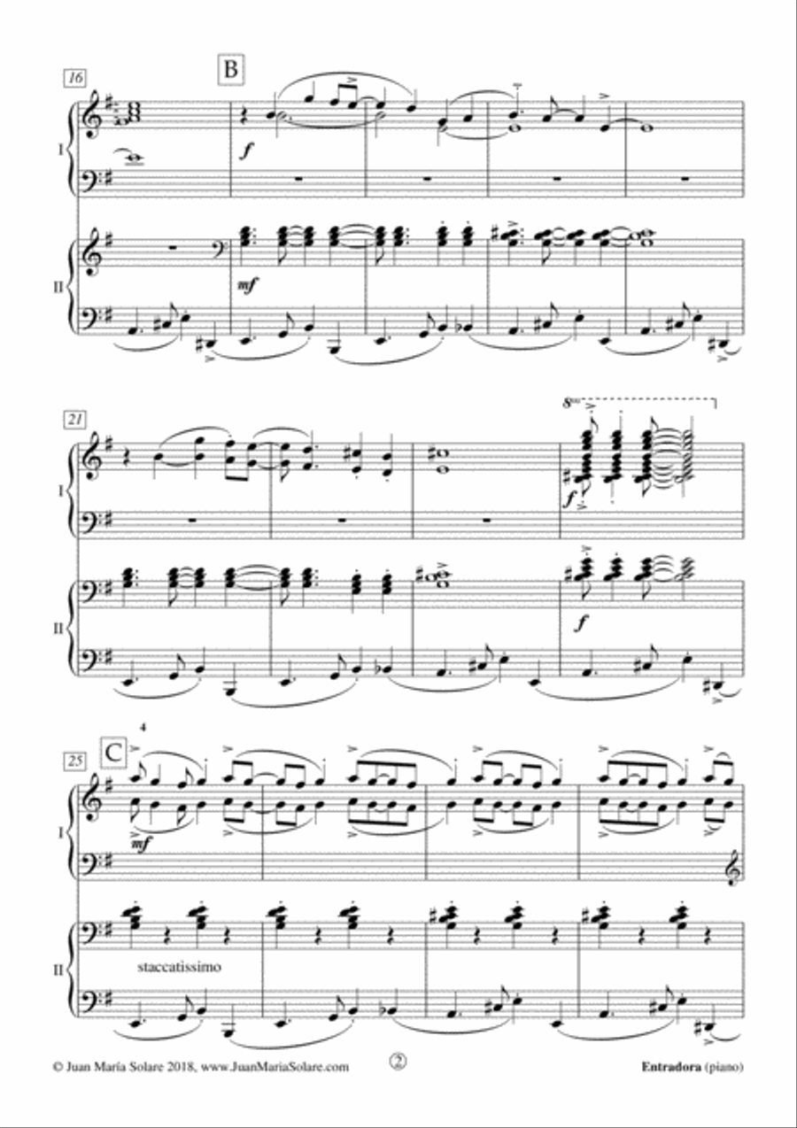 Entradora [piano 4 hands] Piano Duet scores gallery preview page 3