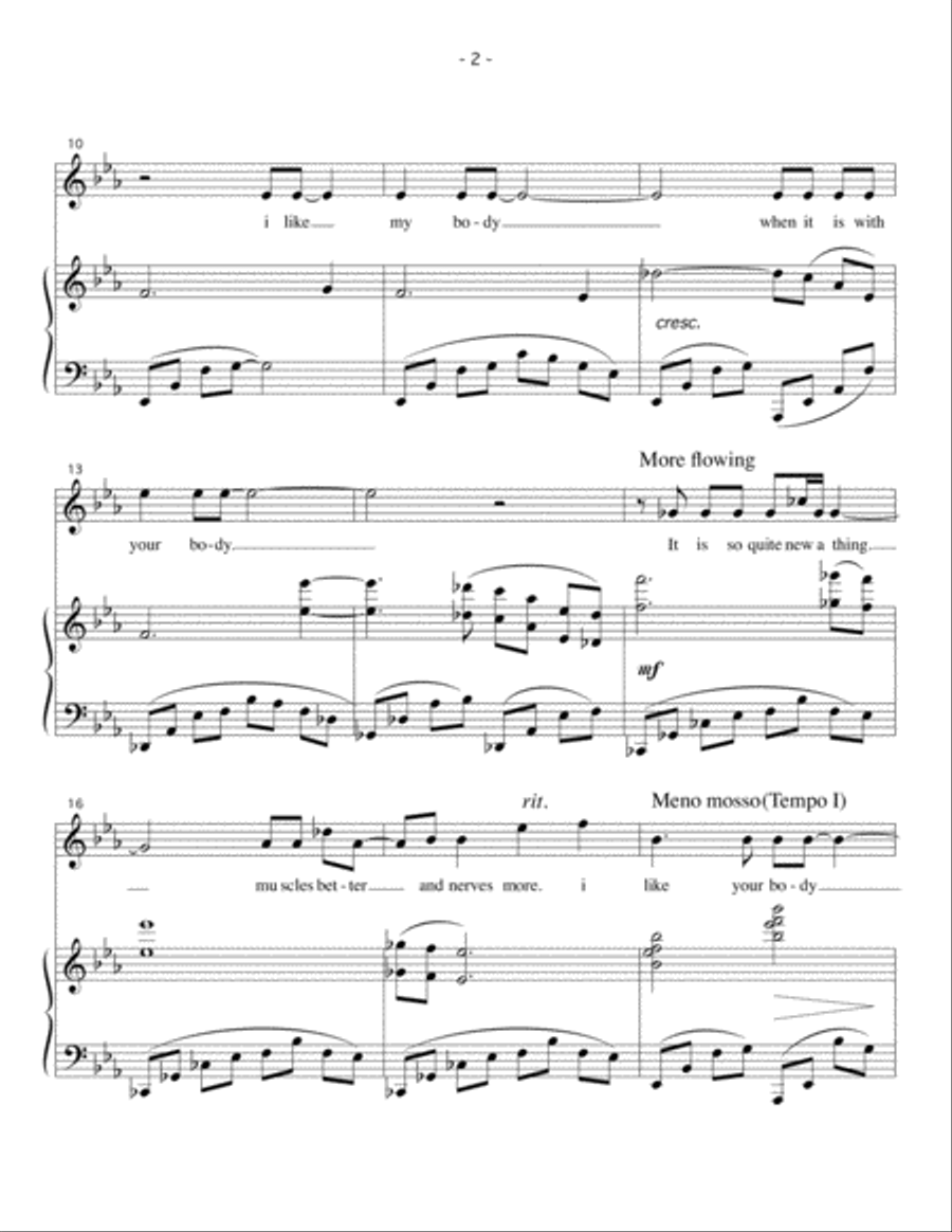 i like my body when it is with your body, for voice and piano Voice Solo scores gallery preview page 2
