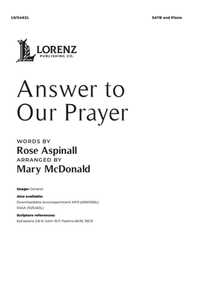 Book cover for Answer to Our Prayer