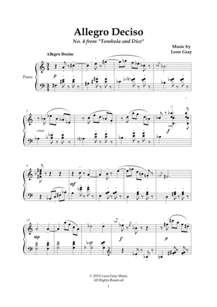 Allegro Deciso, Tombola and Dice (No. 4), Leon Gray Piano Solo - Digital Sheet Music