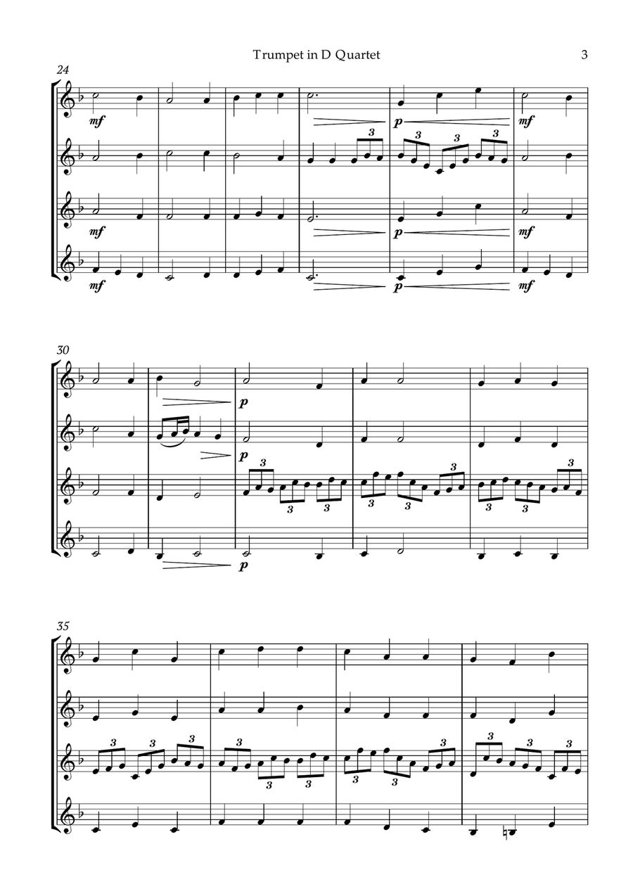 Bach Jesu, joy of man's desiring for Trumpet in D Quartet Brass Ensemble scores gallery preview page 4