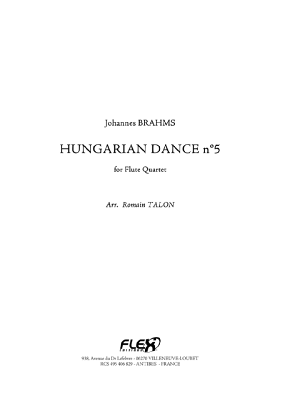 Hungarian Dance No. 5 Hungarian Dance No. 5 Flute Quartet scores gallery preview page 1