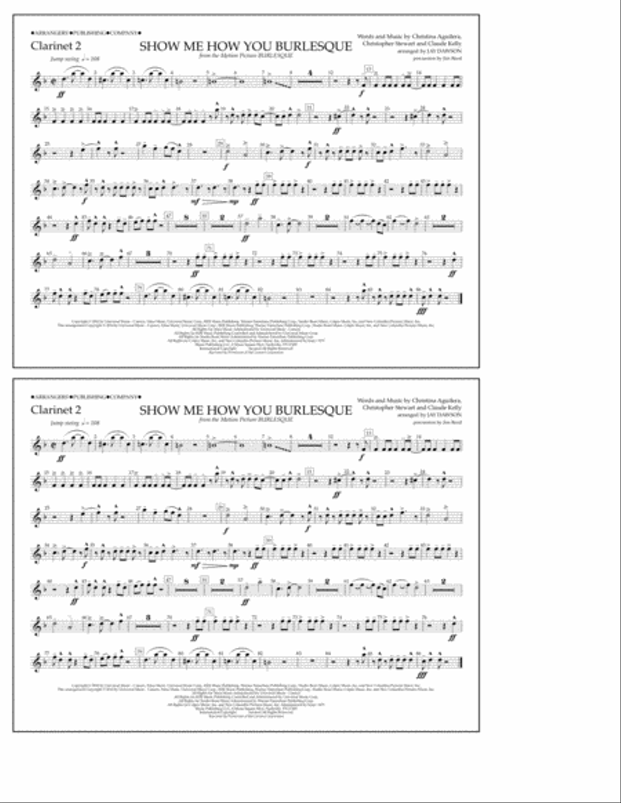 Show Me How You Burlesque - Clarinet 2 Marching Band scores gallery preview page 1