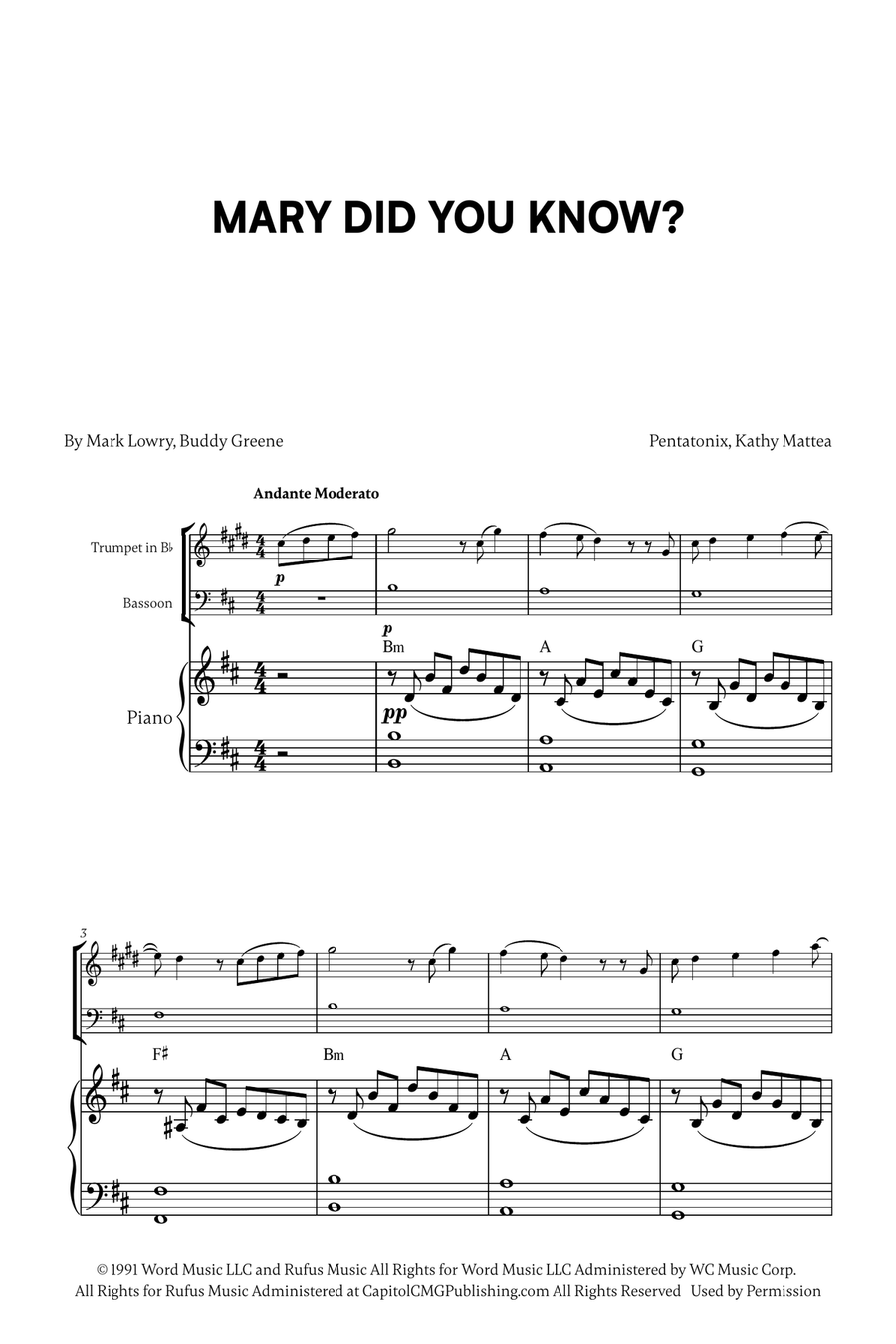 Mary, Did You Know? Bassoon scores gallery preview page 1