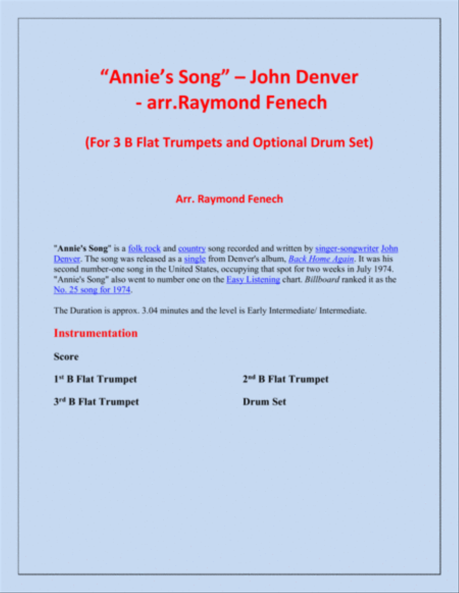 Annie's Song Brass Ensemble scores gallery preview page 2