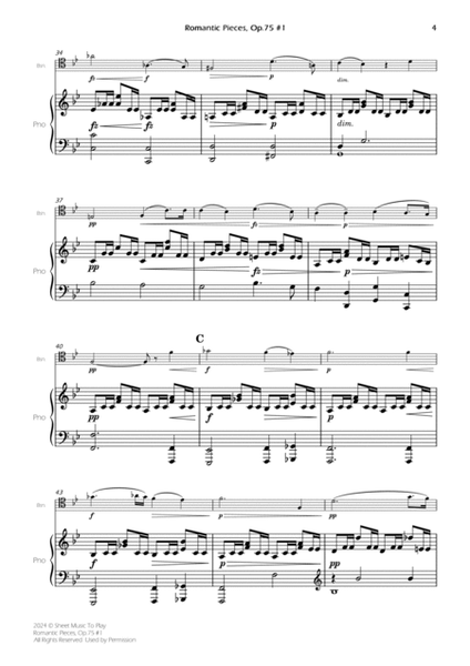 Romantic Pieces, Op.75 (1st mov.) - Bassoon and Piano (Full Score and Parts) image number null