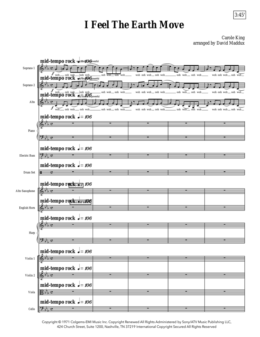 I Feel The Earth Move by Carole King Large Ensemble - Digital Sheet Music