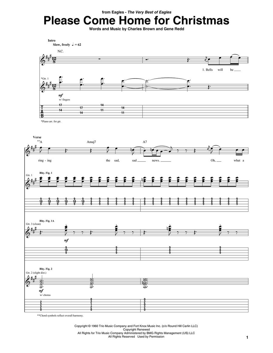 Please Come Home For Christmas Guitar Tablature scores gallery preview page 1