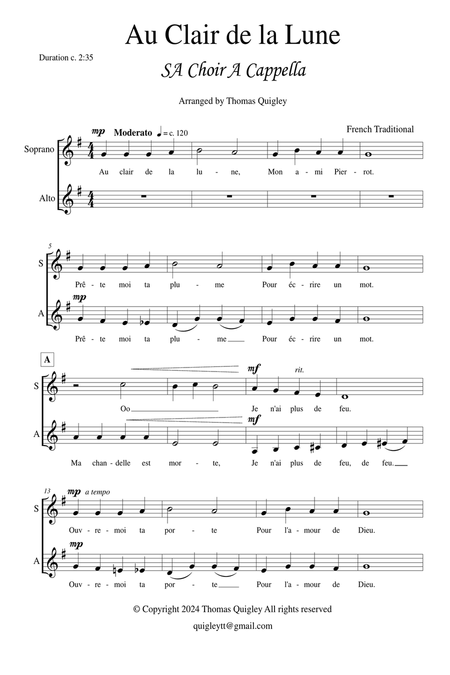 Au Clair De La Lune SA scores gallery preview page 2