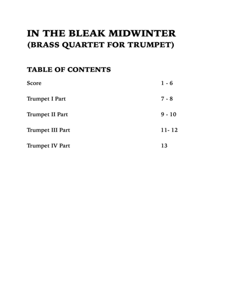 In the Bleak Midwinter (Trumpet Quartet) image number null