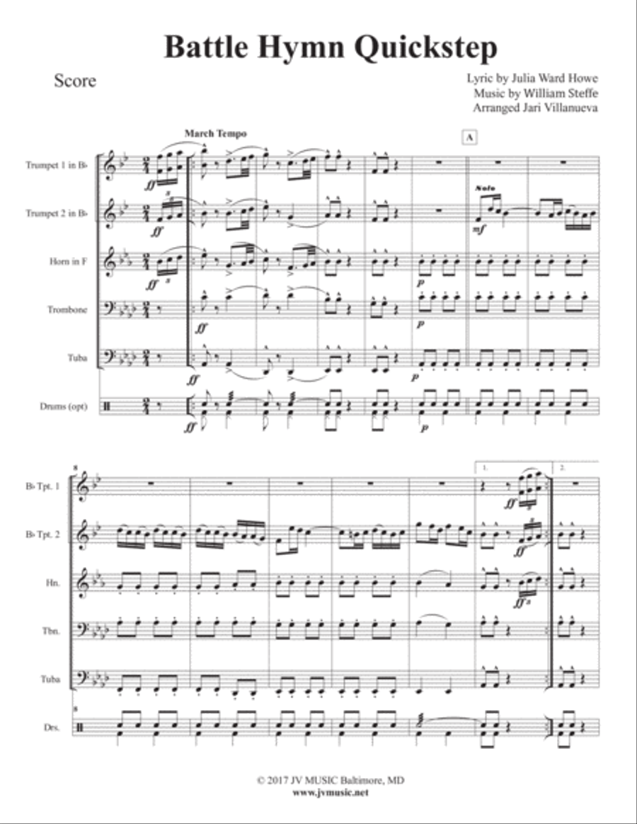 Battle Hymn of the Republic Quickstep (Civil War Brass Quintet Series) Brass Quintet scores gallery preview page 3