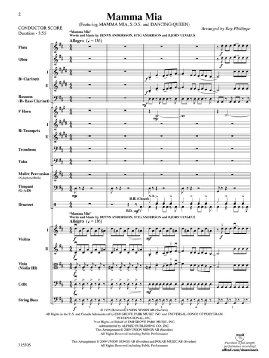 Selections from Mamma Mia (score only) Full Orchestra scores gallery preview page 2