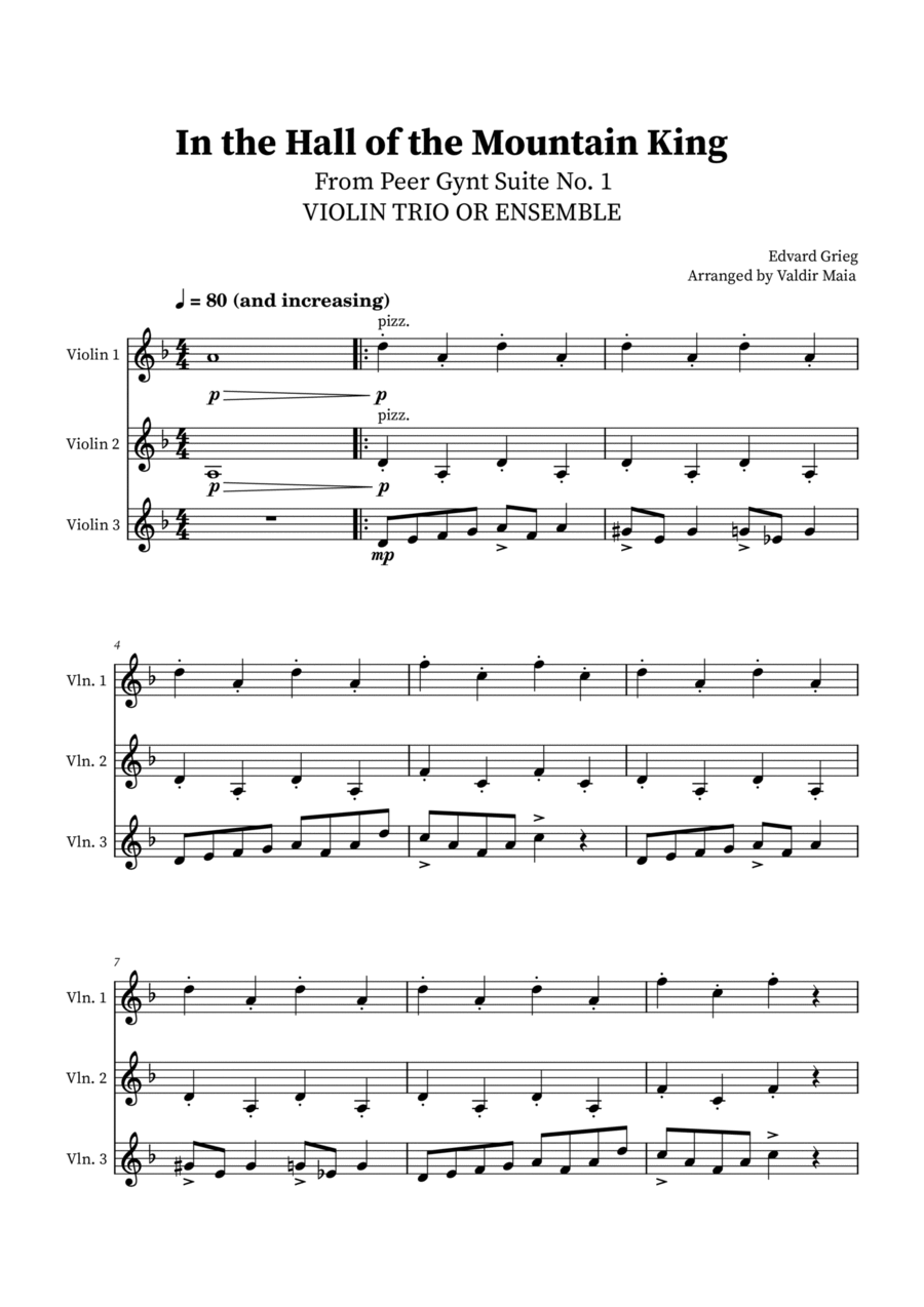 In The Hall Of The Mountain King - Violin Trio String Trio scores gallery preview page 1