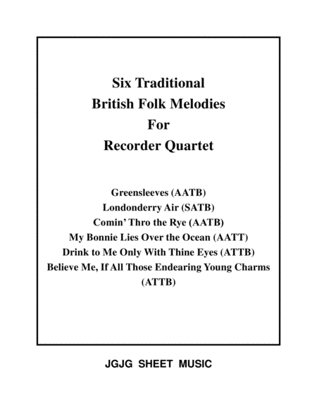 Six Traditional British Songs for Recorder Quartet image number null