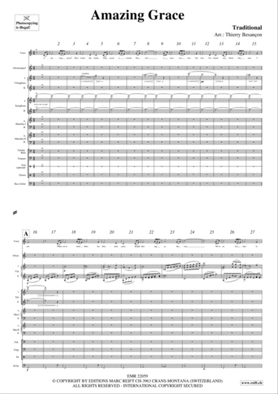 Amazing Grace Percussion Ensemble scores gallery preview page 3