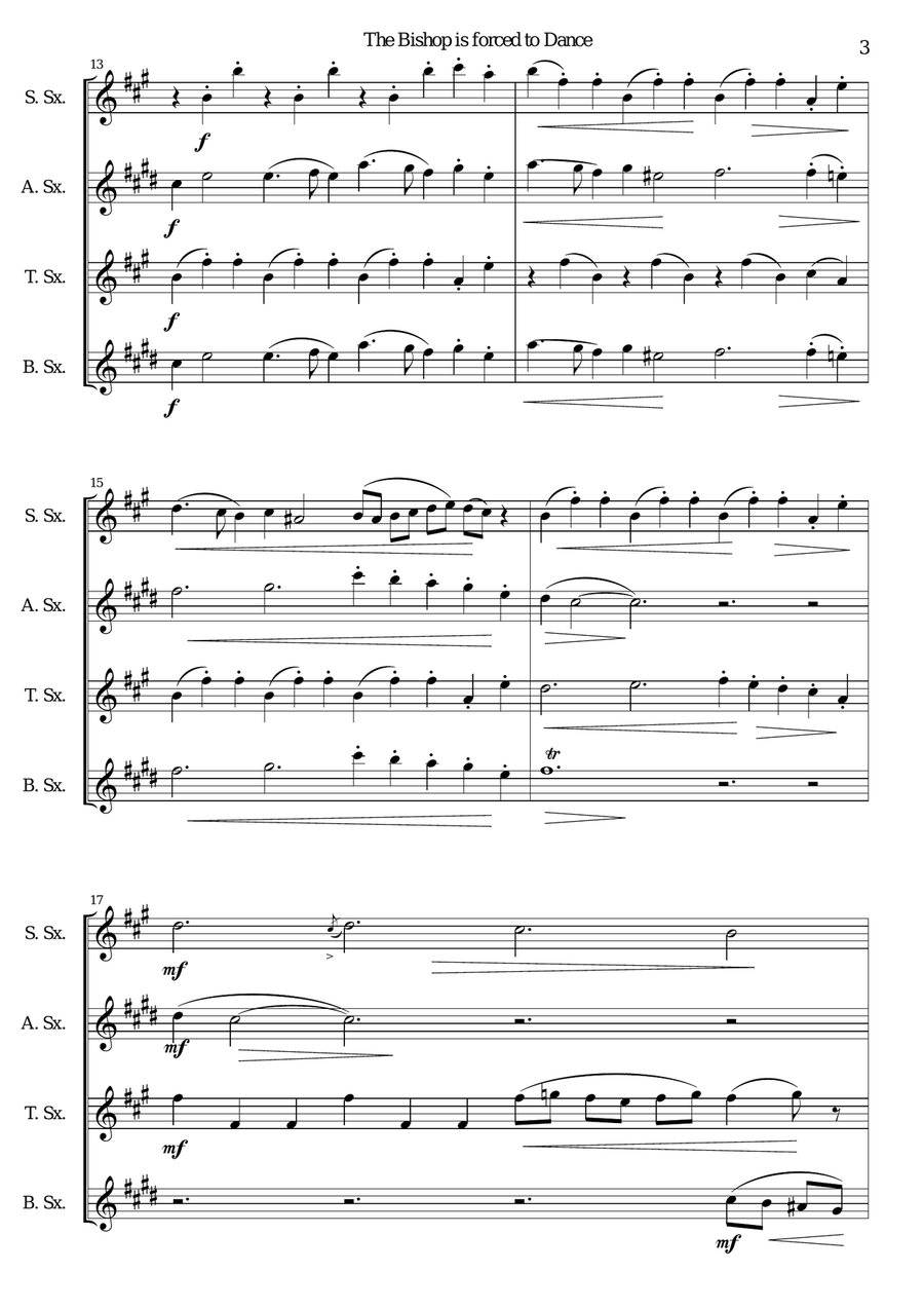 The bishop is forced to dance for saxophone quartet Saxophone Quartet scores gallery preview page 3