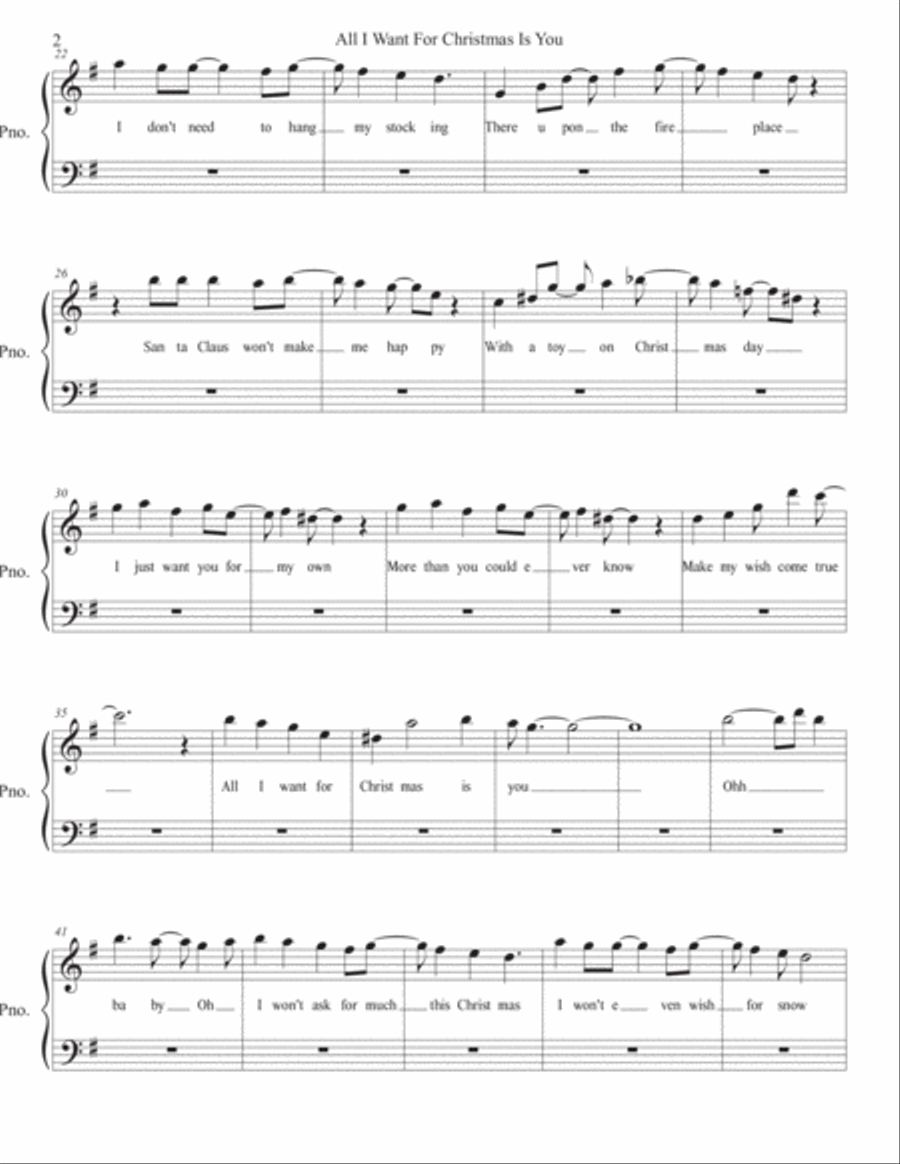 All I Want For Christmas Is You Piano Solo scores gallery preview page 2