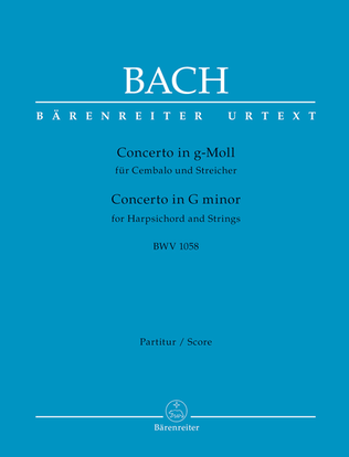 Book cover for Concerto for Harpsichord and Strings G minor BWV 1058