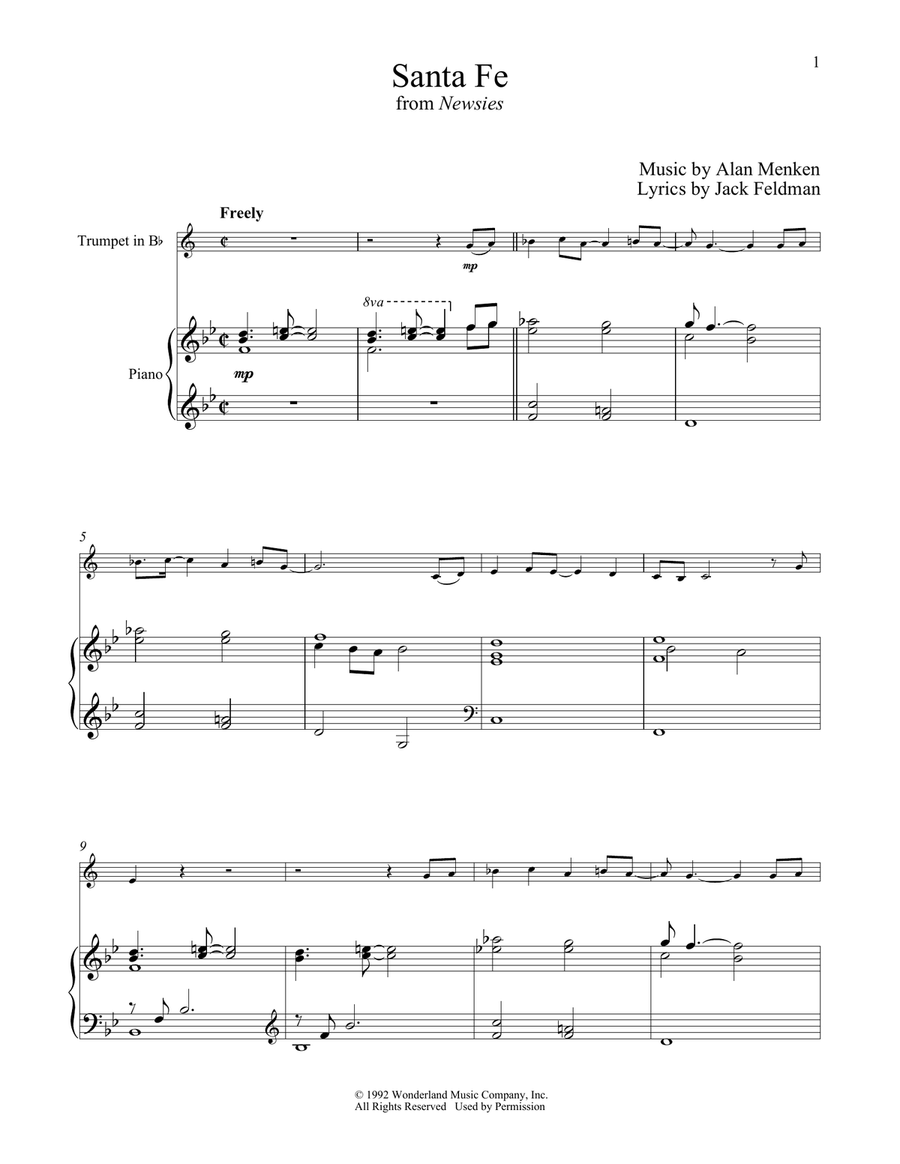 Santa Fe (from Newsies) Trumpet Solo scores gallery preview page 1
