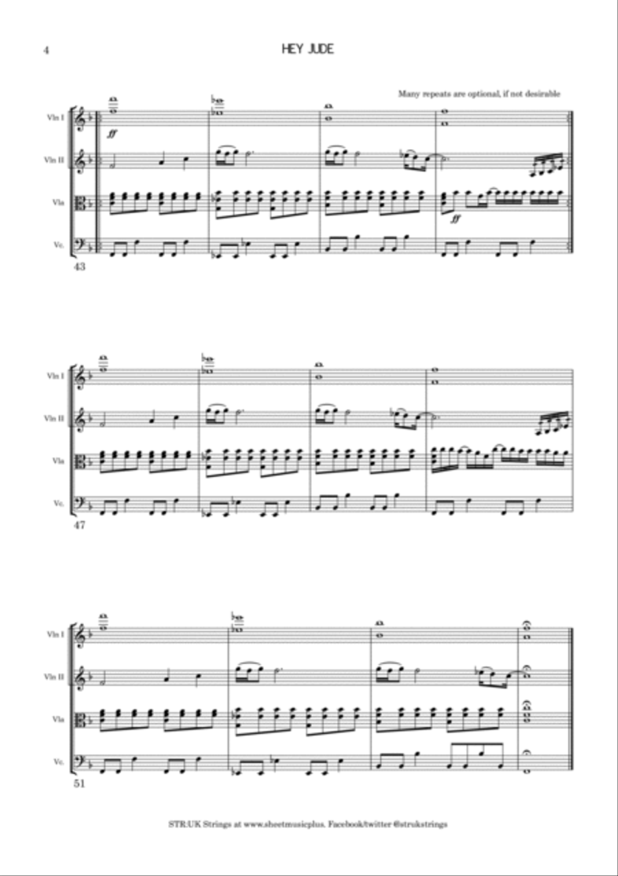Hey Jude String Quartet scores gallery preview page 5
