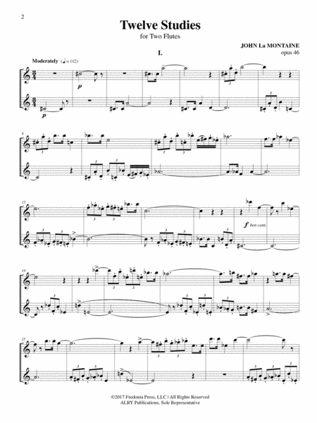 Twelve Studies for Two Flutes, Opus 46