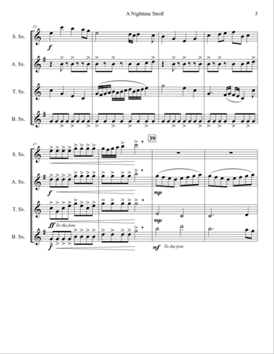 A Nightime Stroll Woodwind Quartet scores gallery preview page 6