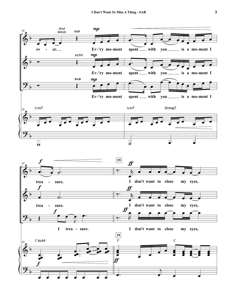 I Don't Want To Miss A Thing 3-Part scores gallery preview page 3